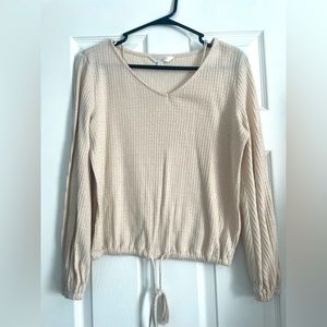 lauren conrad long sleeve ivory sparkly dress shirt , XS